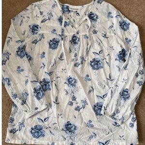 NorthStyle Swiss Dot Floral 100% Cotton Baby Doll Style Top Size M Lightweight